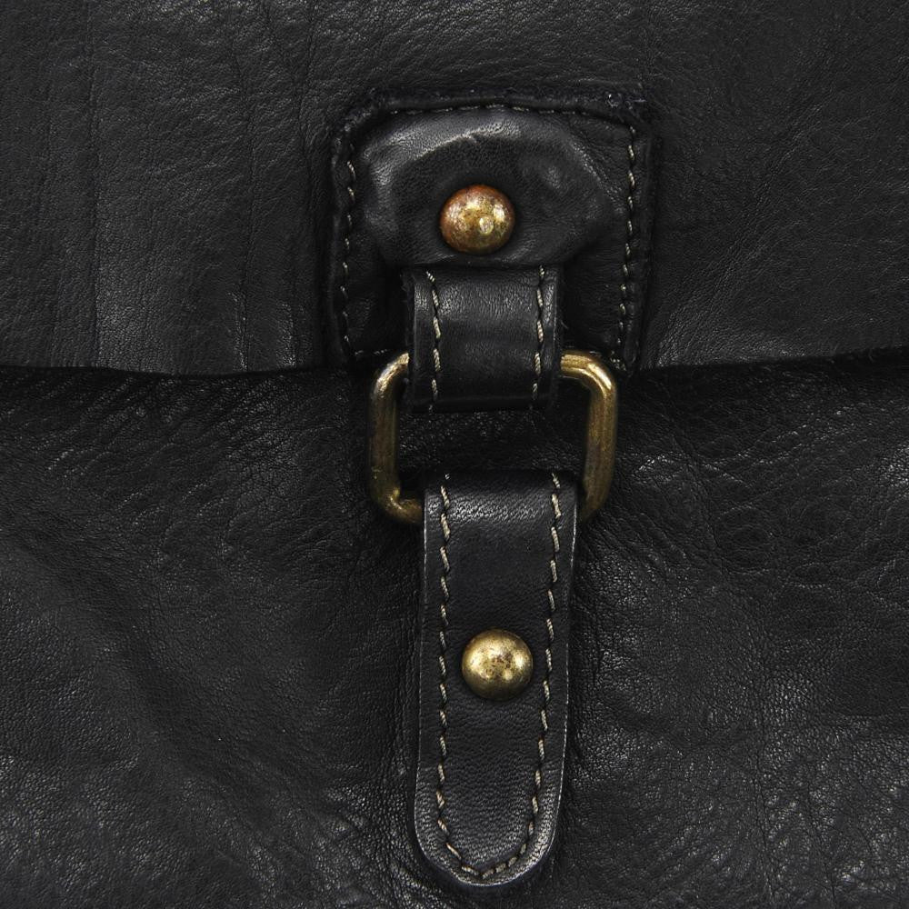 Sac besace à bandoulière en cuir vintage MISS COQUETTE Noir