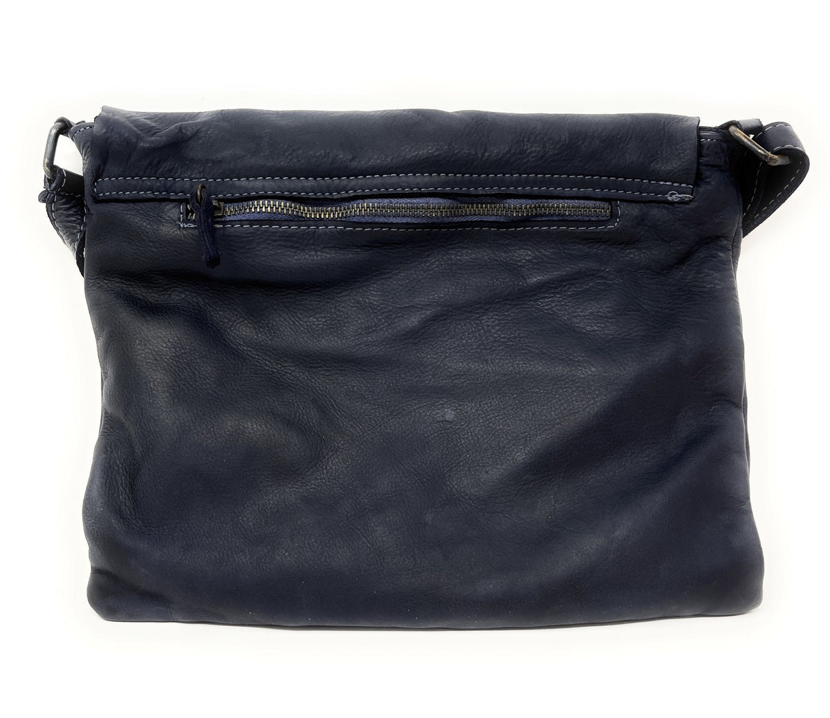 Sac besace à bandoulière en cuir vintage MISS COQUETTE Bleu marine