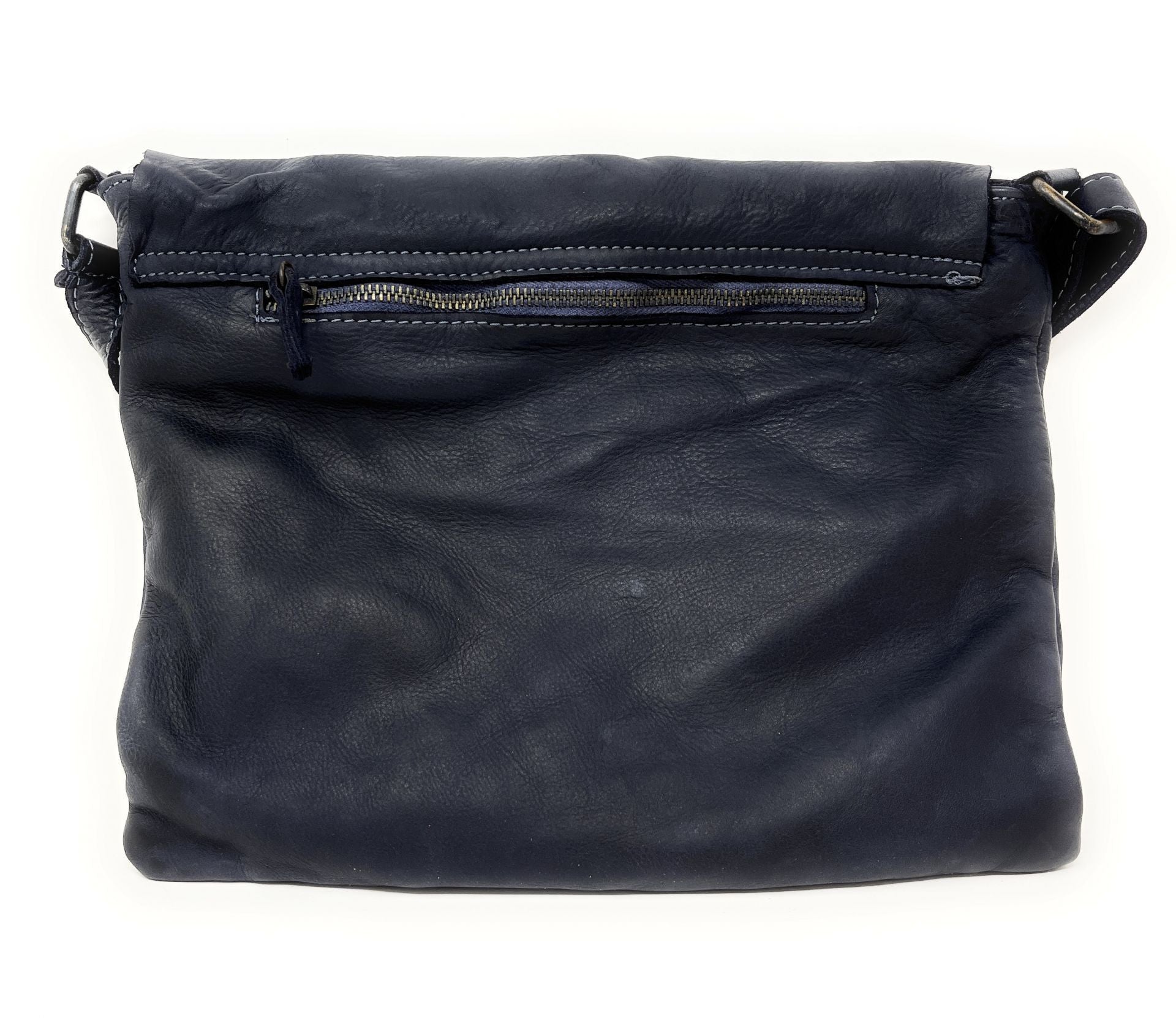 Sac besace à bandoulière en cuir vintage MISS COQUETTE Bleu marine