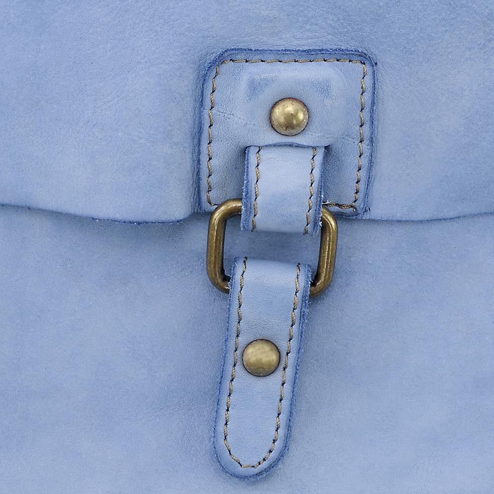 Sac besace à bandoulière en cuir vintage MISS COQUETTE Bleu pastel