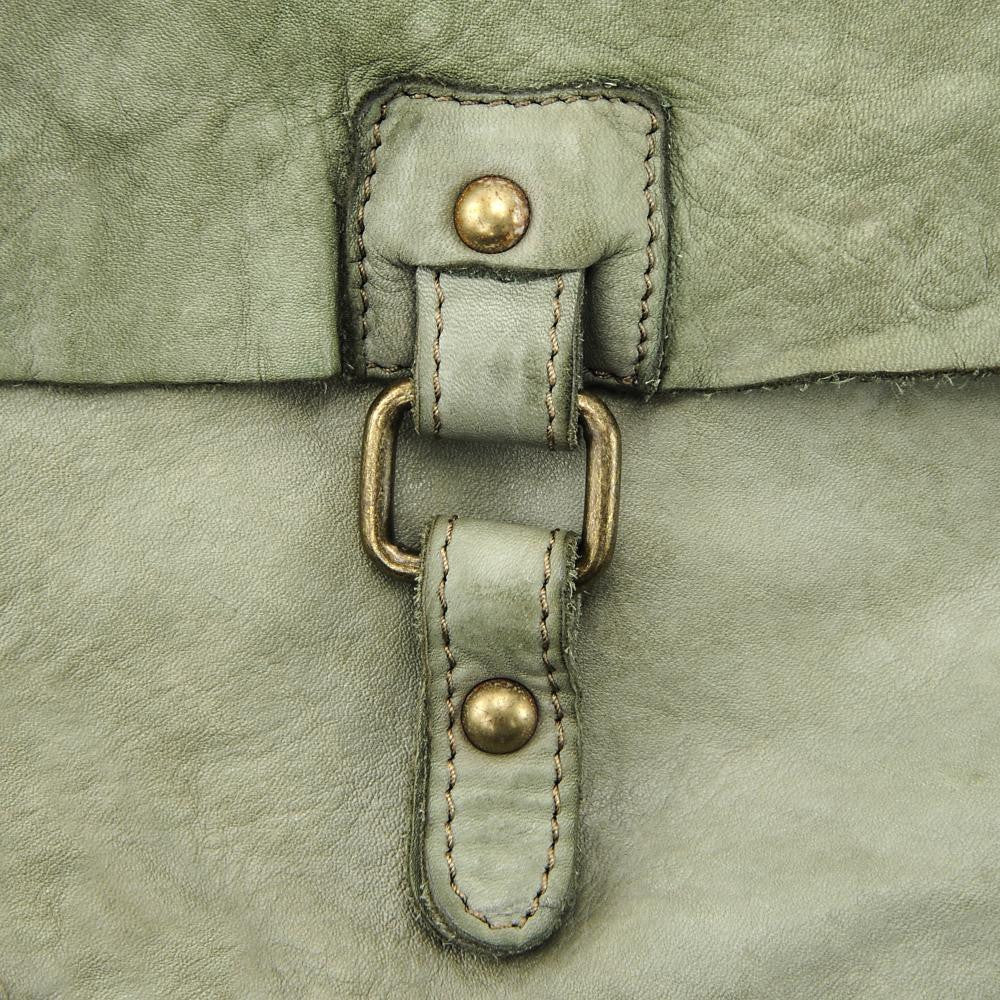 Sac besace à bandoulière en cuir vintage MISS COQUETTE Kaki