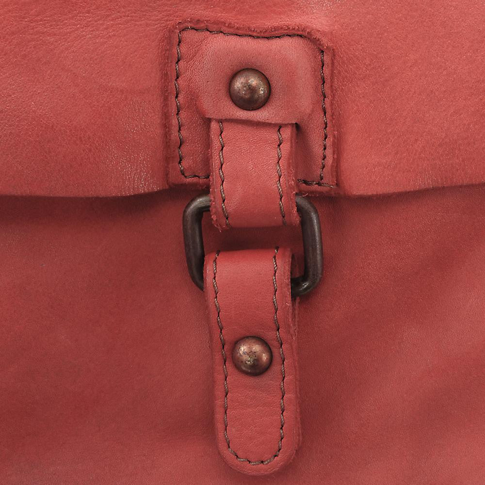 Sac besace à bandoulière en cuir vintage MISS COQUETTE Rouge garance