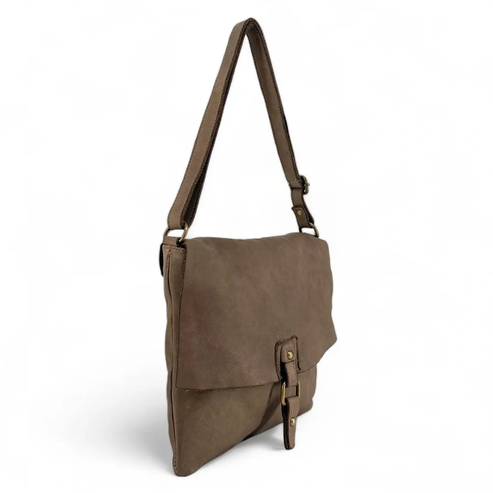 Sac besace à bandoulière en cuir vintage MISS COQUETTE Taupe