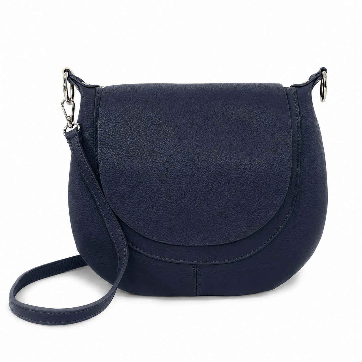 Sac besace à bandoulière en cuir grainé NEW CITIZEN Bleu marine