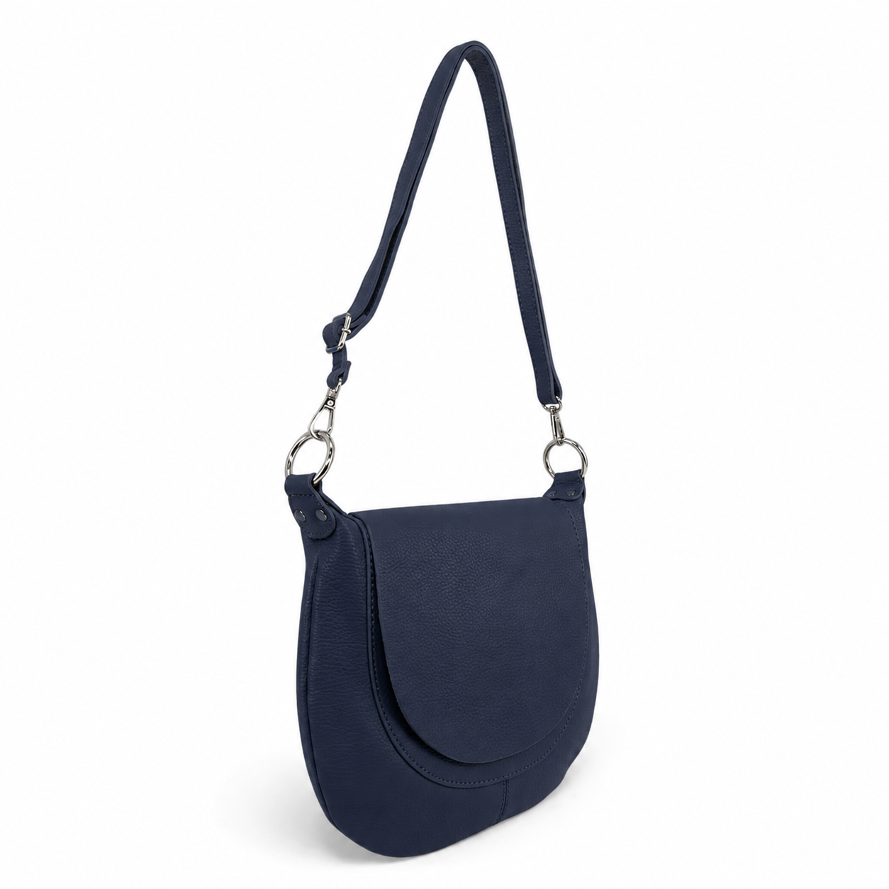 Sac besace à bandoulière en cuir grainé NEW CITIZEN Bleu marine