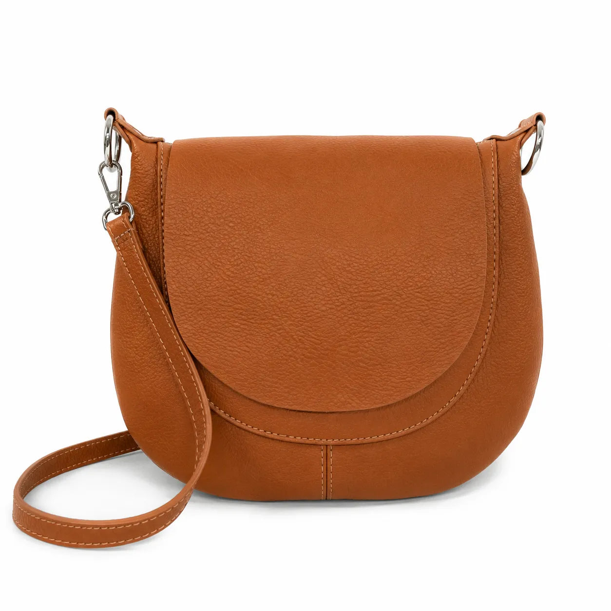 Bag besace with grained leather strap NEW CITIZEN Dark camel