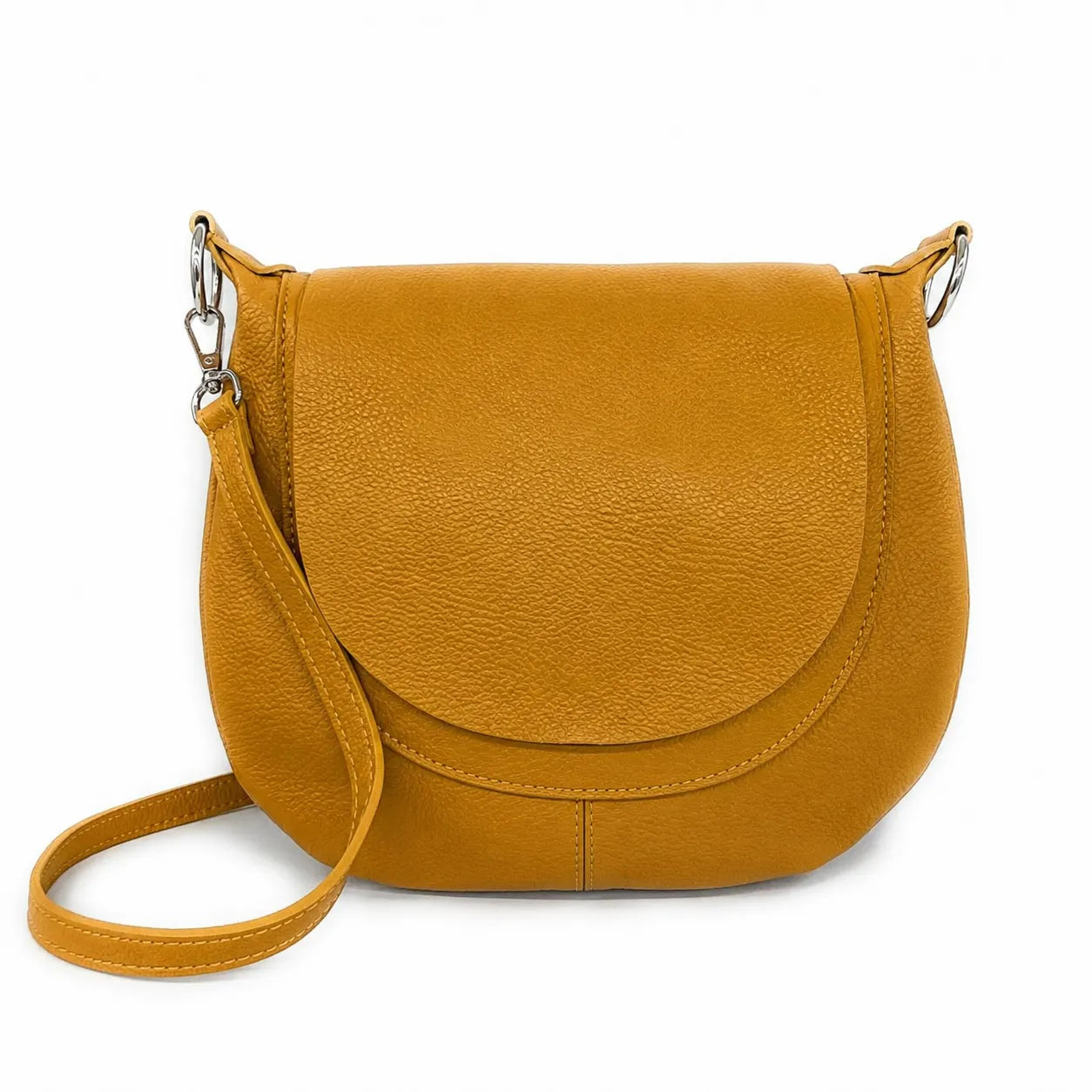 Borsa besace con cinturino in pelle a grana NEW CITIZEN Senape giallo