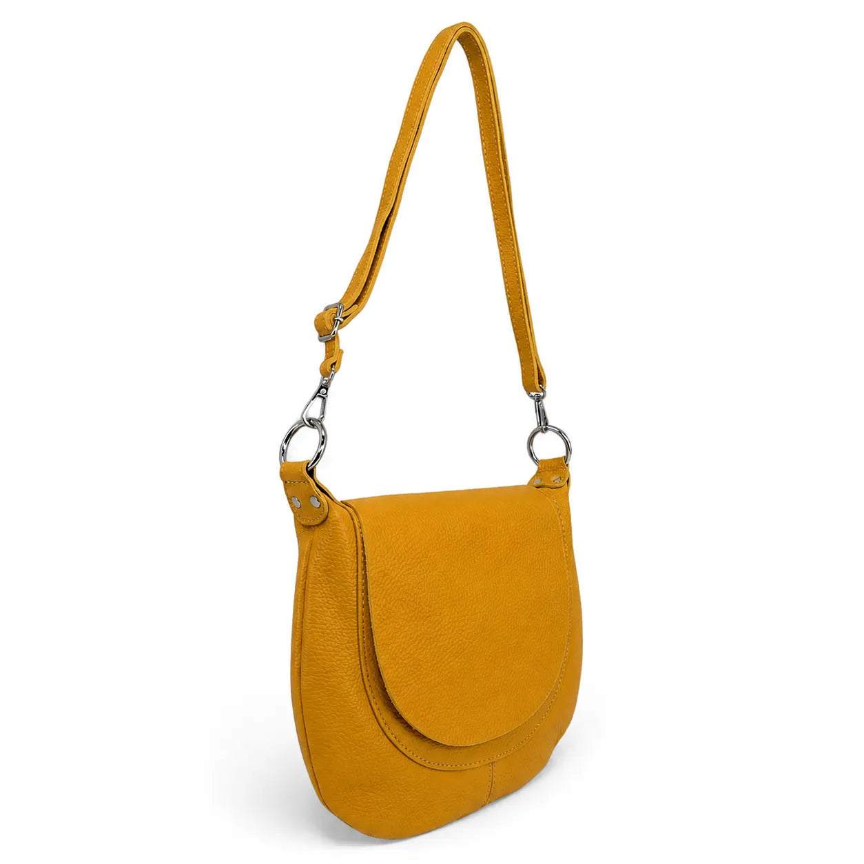 Borsa besace con cinturino in pelle a grana NEW CITIZEN Senape giallo