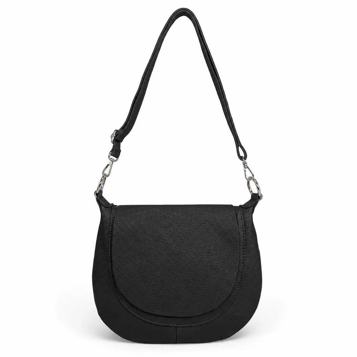 NEW CITIZEN Black Grained Leather Crossbody Satchel