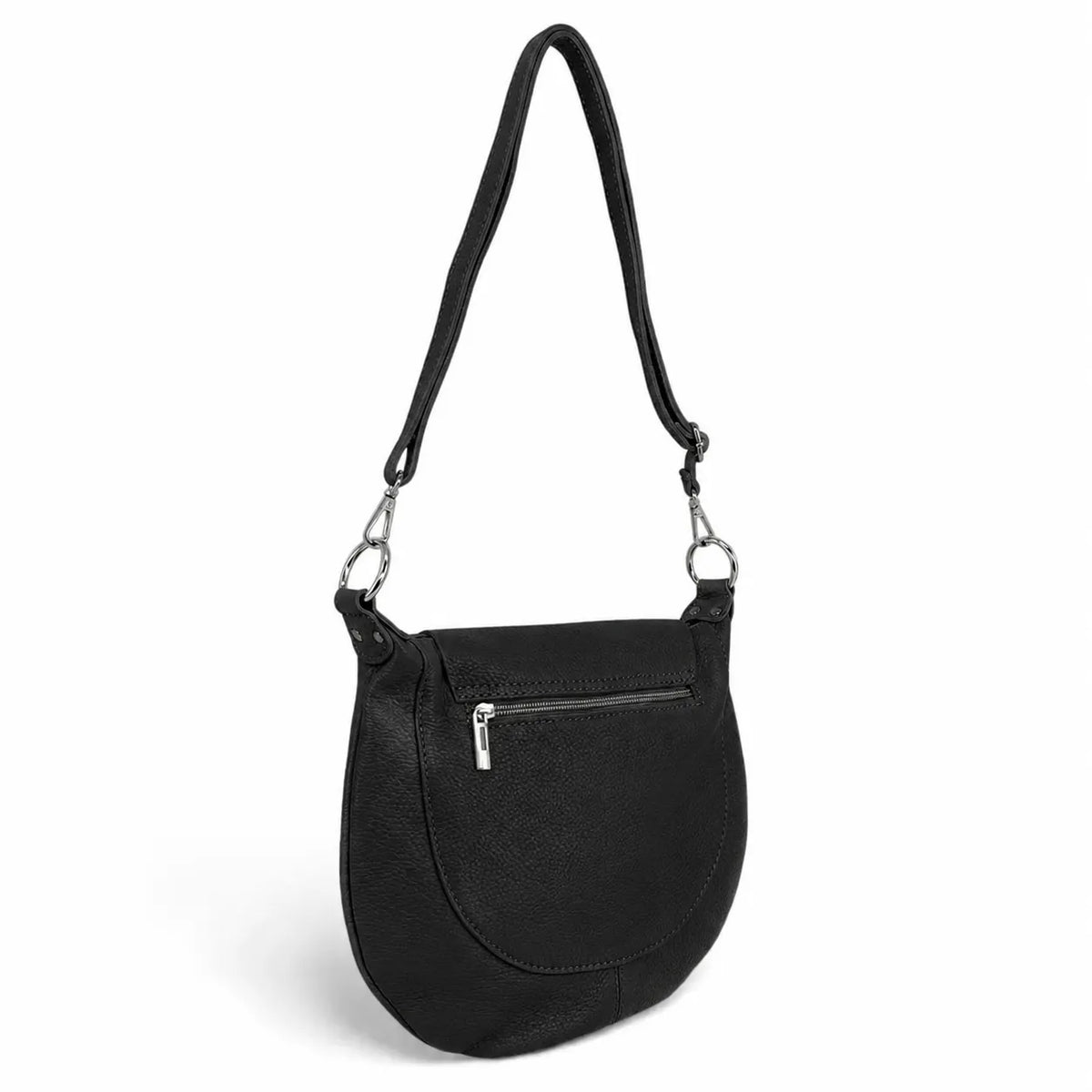 NEW CITIZEN Black Grained Leather Crossbody Satchel