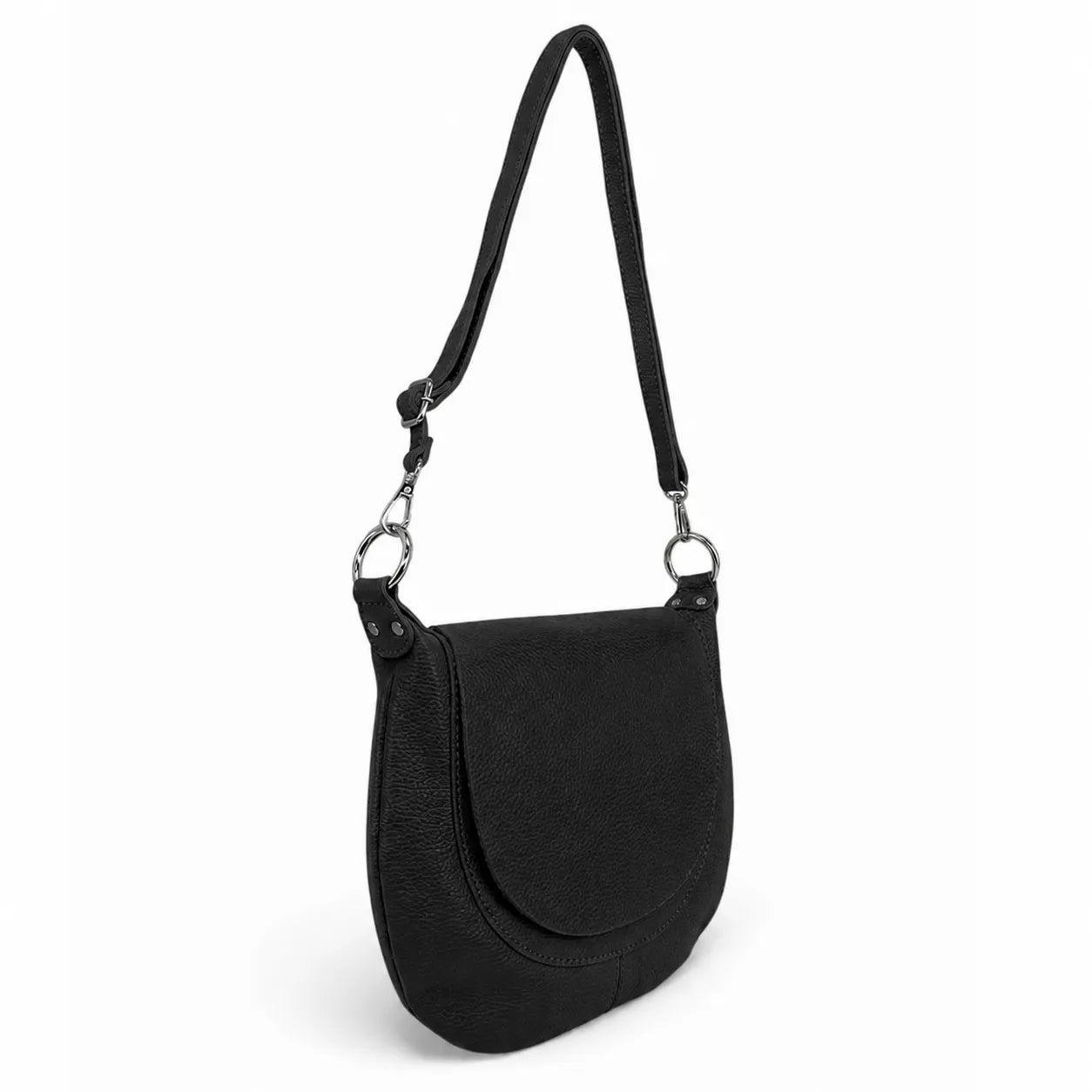 Sac besace à bandoulière en cuir grainé NEW CITIZEN Noir