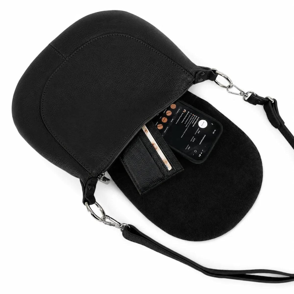NEW CITIZEN Black Grained Leather Crossbody Satchel