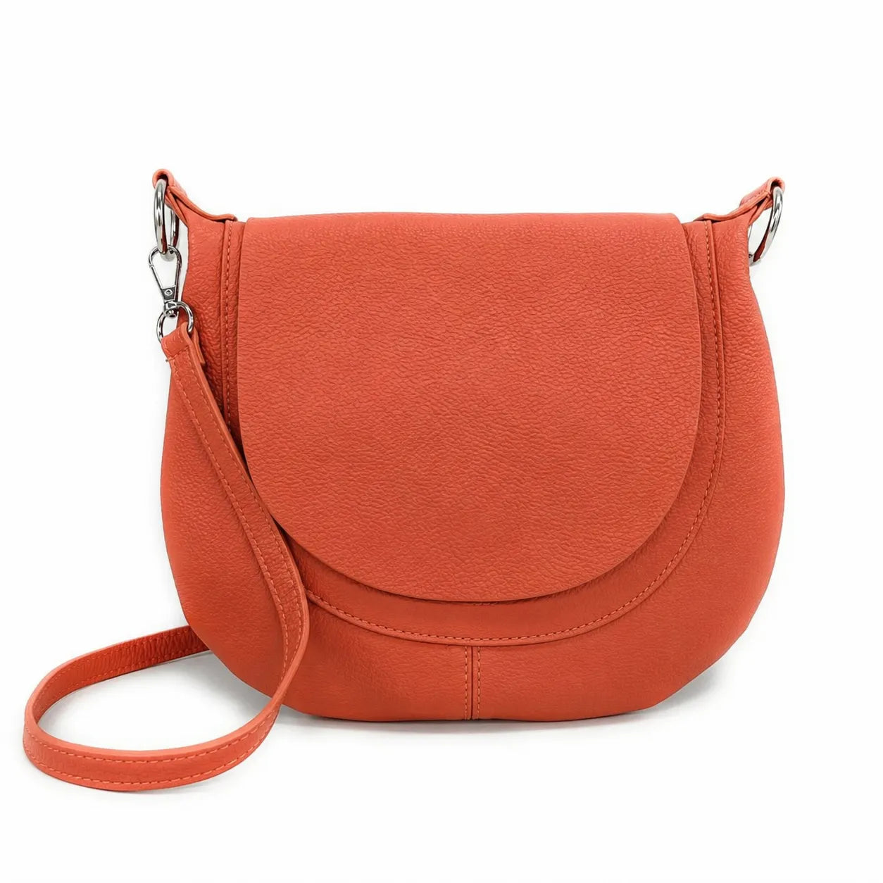 Bolsa besace con correa de cuero de grano NEW CITIZEN Naranja