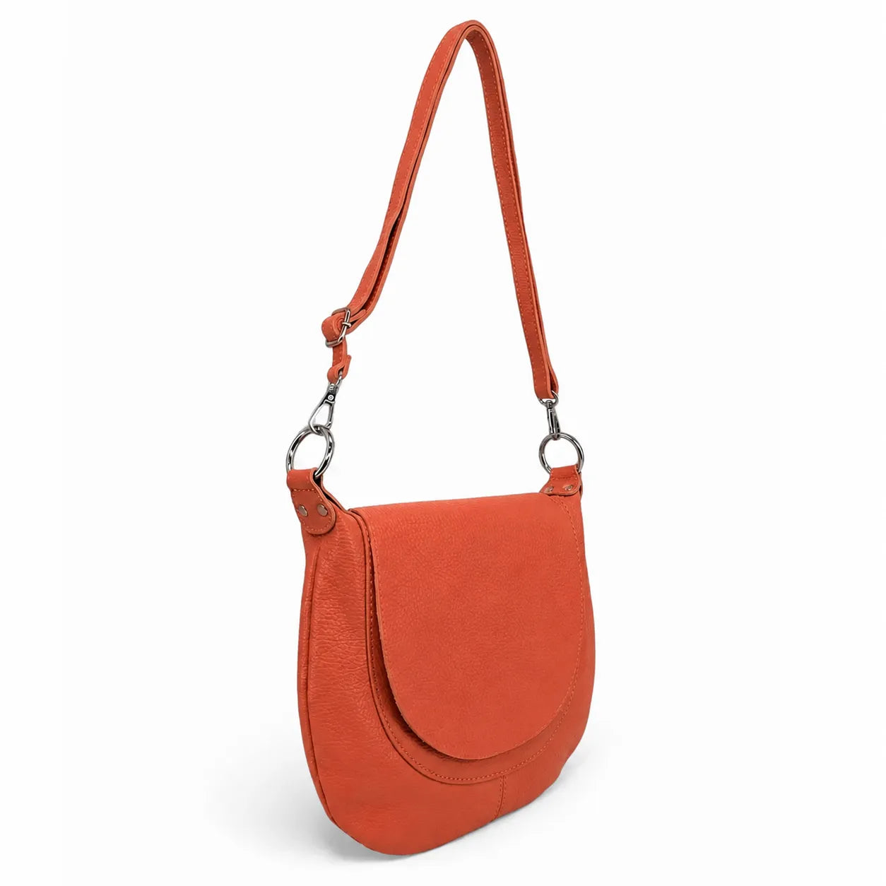 Bolsa besace con correa de cuero de grano NEW CITIZEN Naranja
