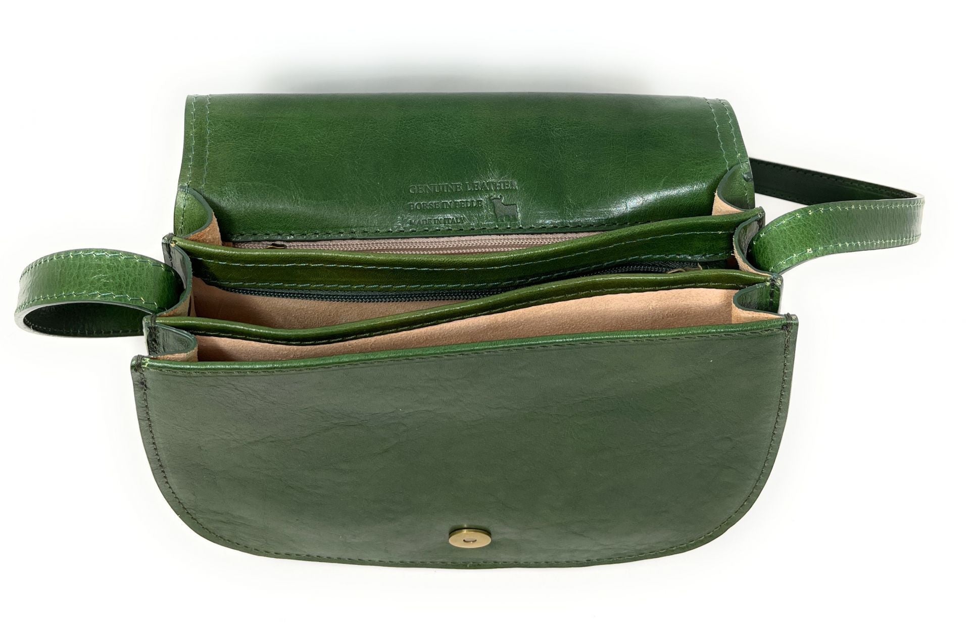 Sac bandoulière en cuir lisse SPENCER Kaki