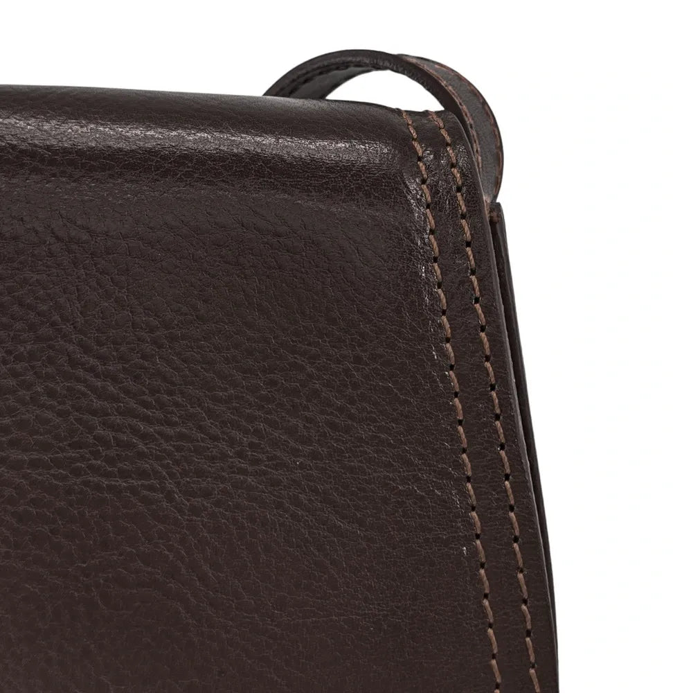 Sac bandoulière en cuir lisse SPENCER Chocolat