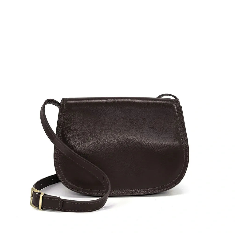 Sac bandoulière en cuir lisse SPENCER Chocolat