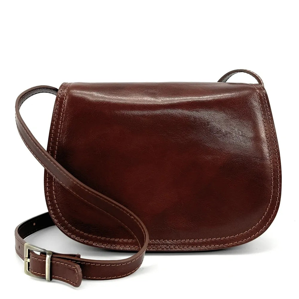 Sac bandoulière en cuir lisse SPENCER Châtaigne
