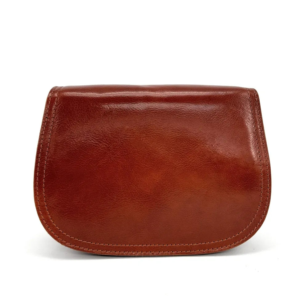 Sac bandoulière en cuir lisse SPENCER Cognac