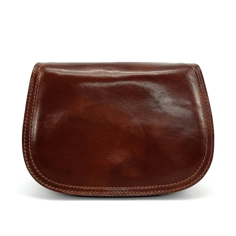 Sac bandoulière en cuir lisse SPENCER Châtaigne