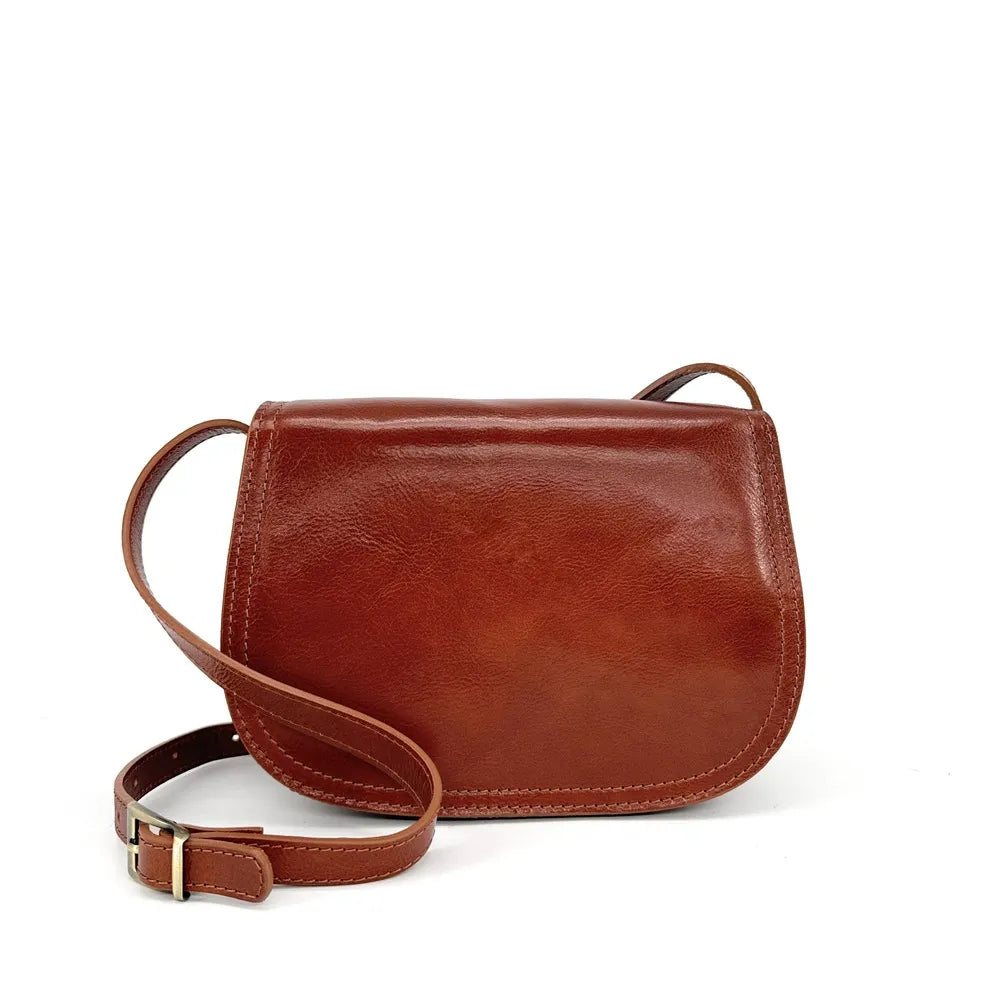 Sac bandoulière en cuir lisse SPENCER Cognac