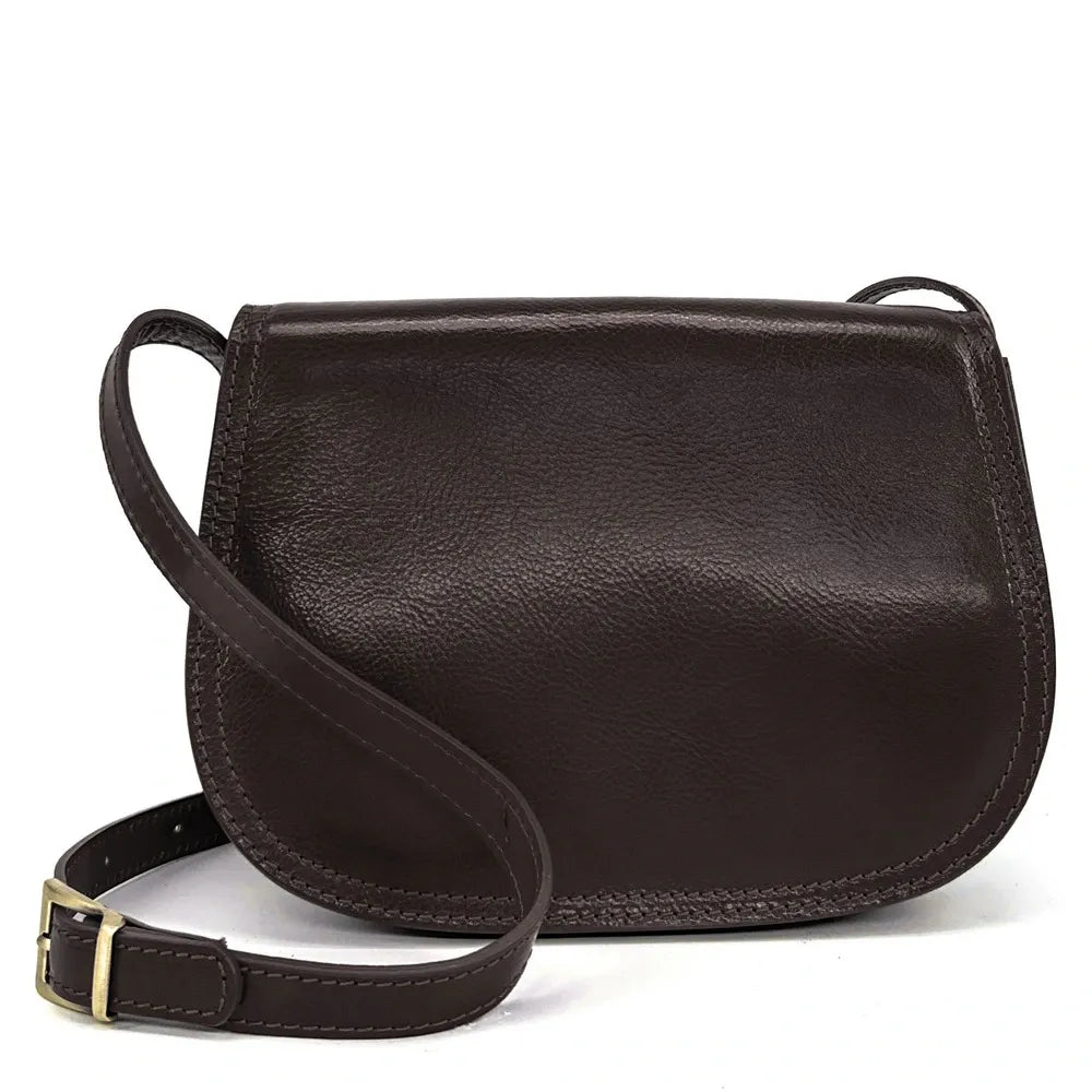Sac bandoulière en cuir lisse SPENCER Chocolat
