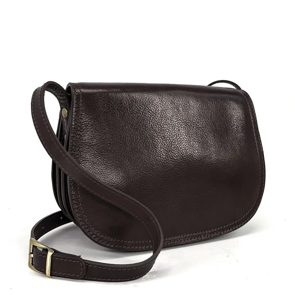 Sac bandoulière en cuir lisse SPENCER Chocolat