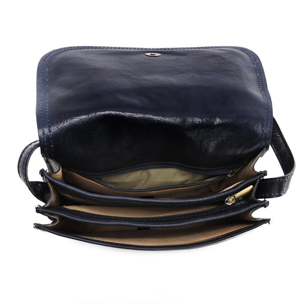 Sac bandoulière en cuir lisse SPENCER Bleu marine