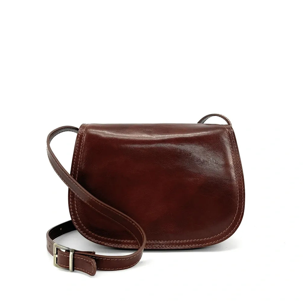 Sac bandoulière en cuir lisse SPENCER Châtaigne