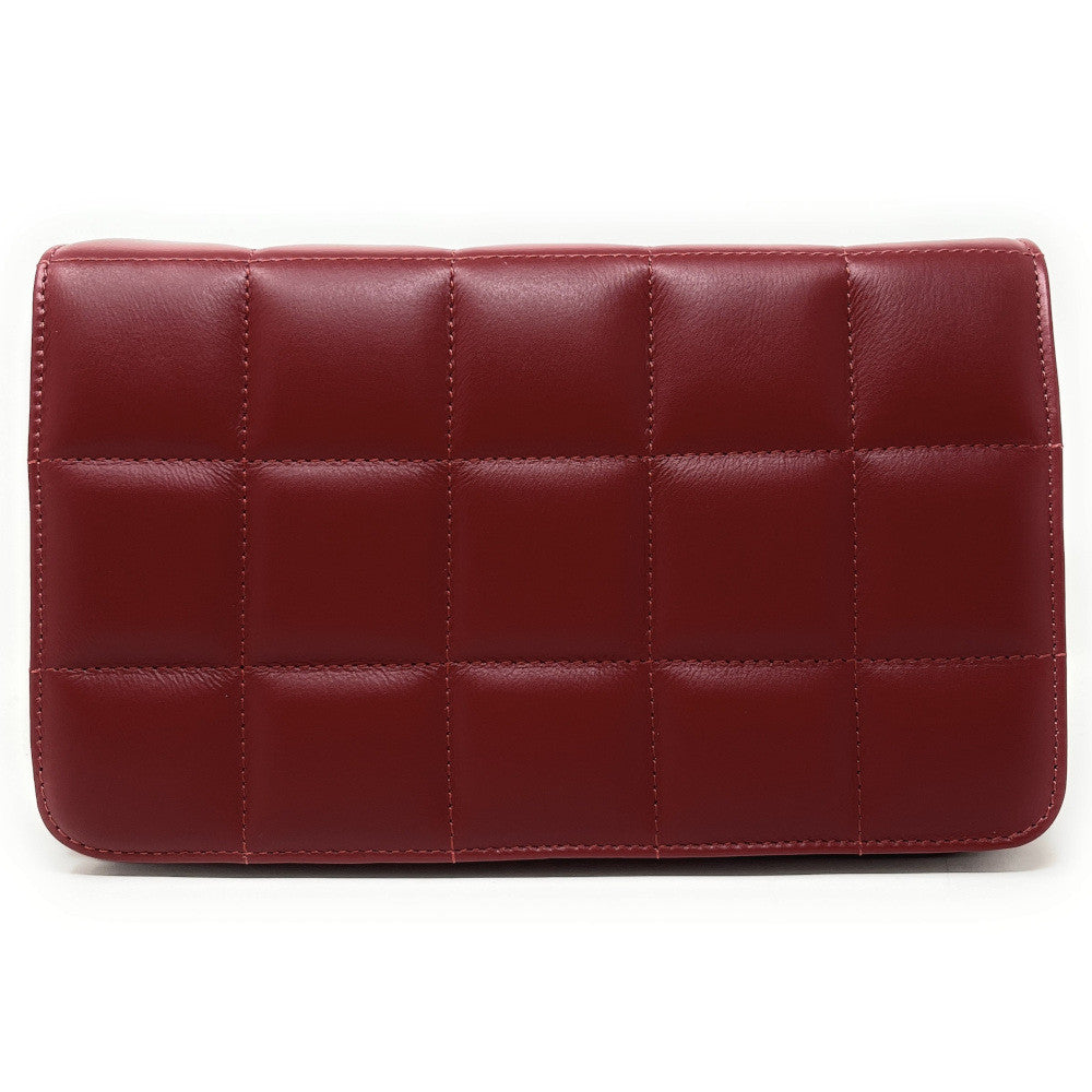 Sac french stick en cuir lisse matelassé TIME SQUARE Rouge cerise