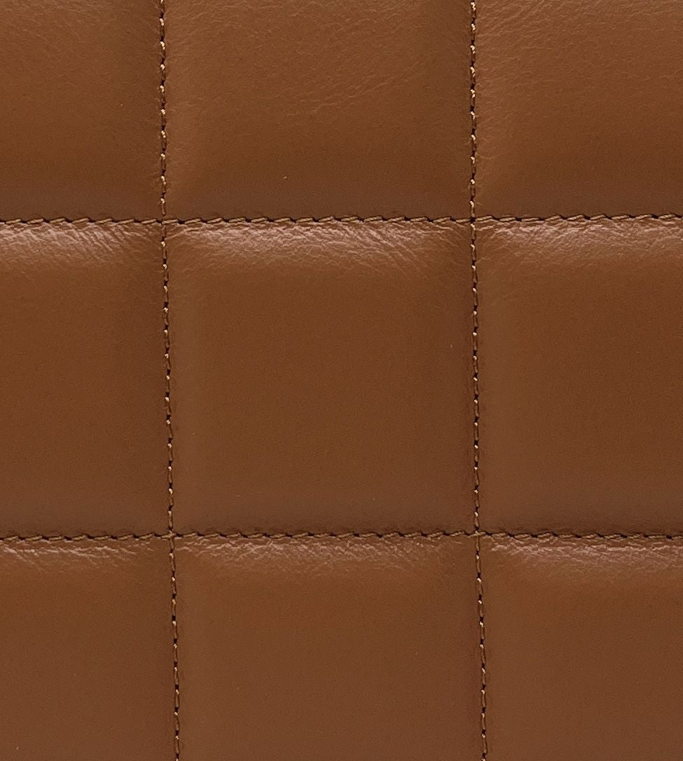 Sac french stick en cuir lisse matelassé TIME SQUARE Cognac
