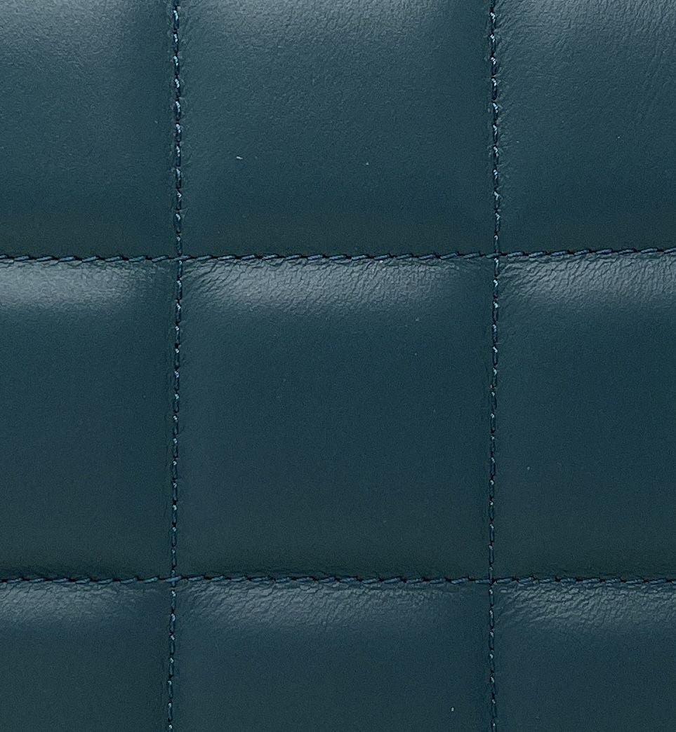 Sac french stick en cuir lisse matelassé TIME SQUARE Bleu vert canard