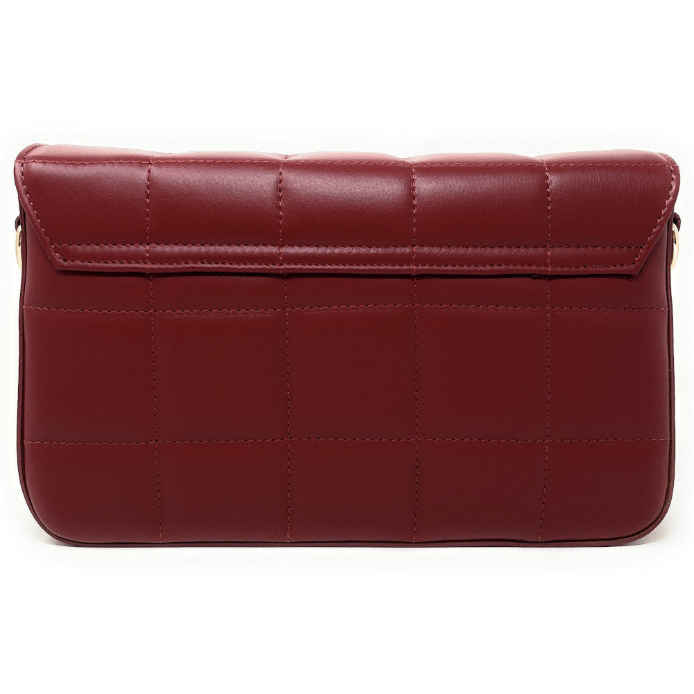 Sac french stick en cuir lisse matelassé TIME SQUARE Rouge cerise