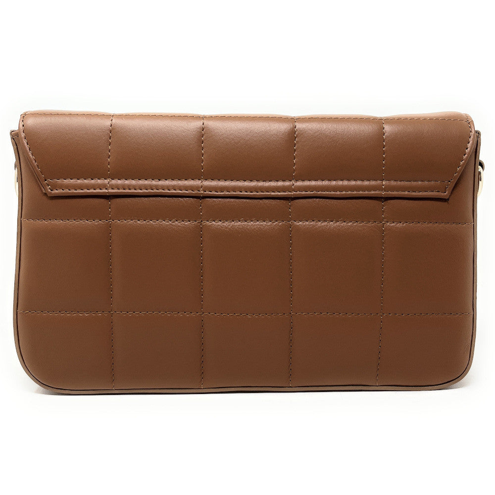 Sac french stick en cuir lisse matelassé TIME SQUARE Cognac