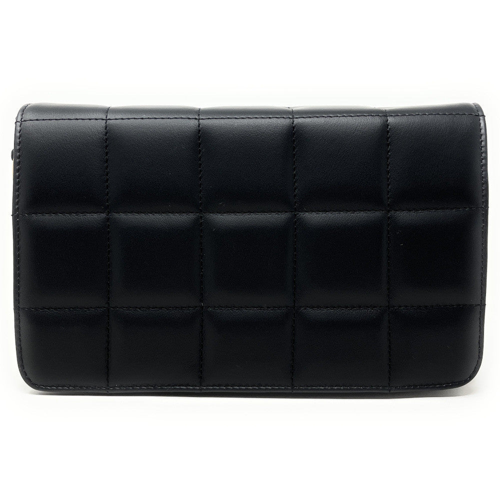 Sac french stick en cuir lisse matelassé TIME SQUARE Noir