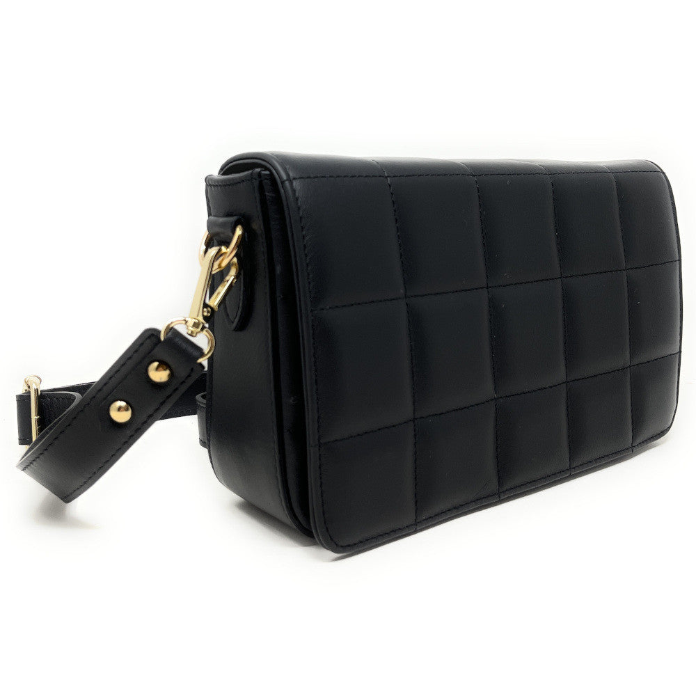 Sac french stick en cuir lisse matelassé TIME SQUARE Noir