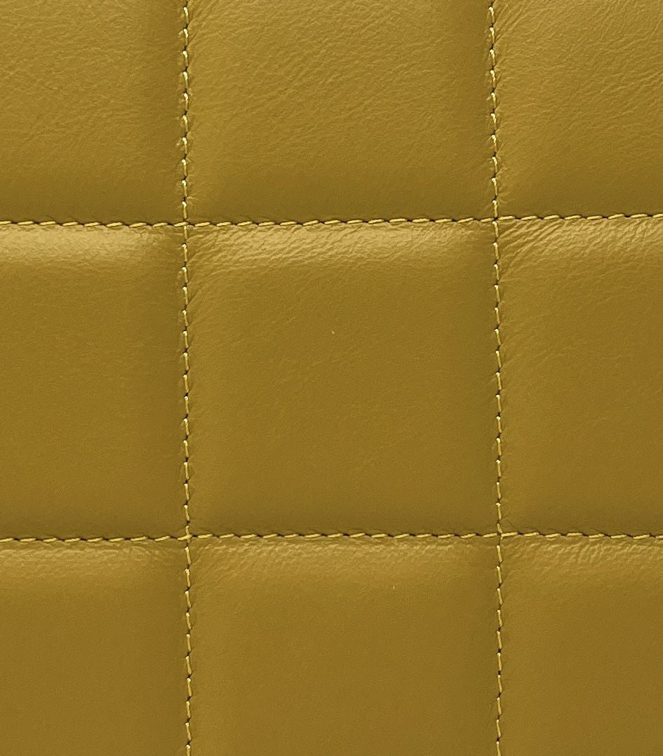 Sac french stick en cuir lisse matelassé TIME SQUARE Jaune Moutarde