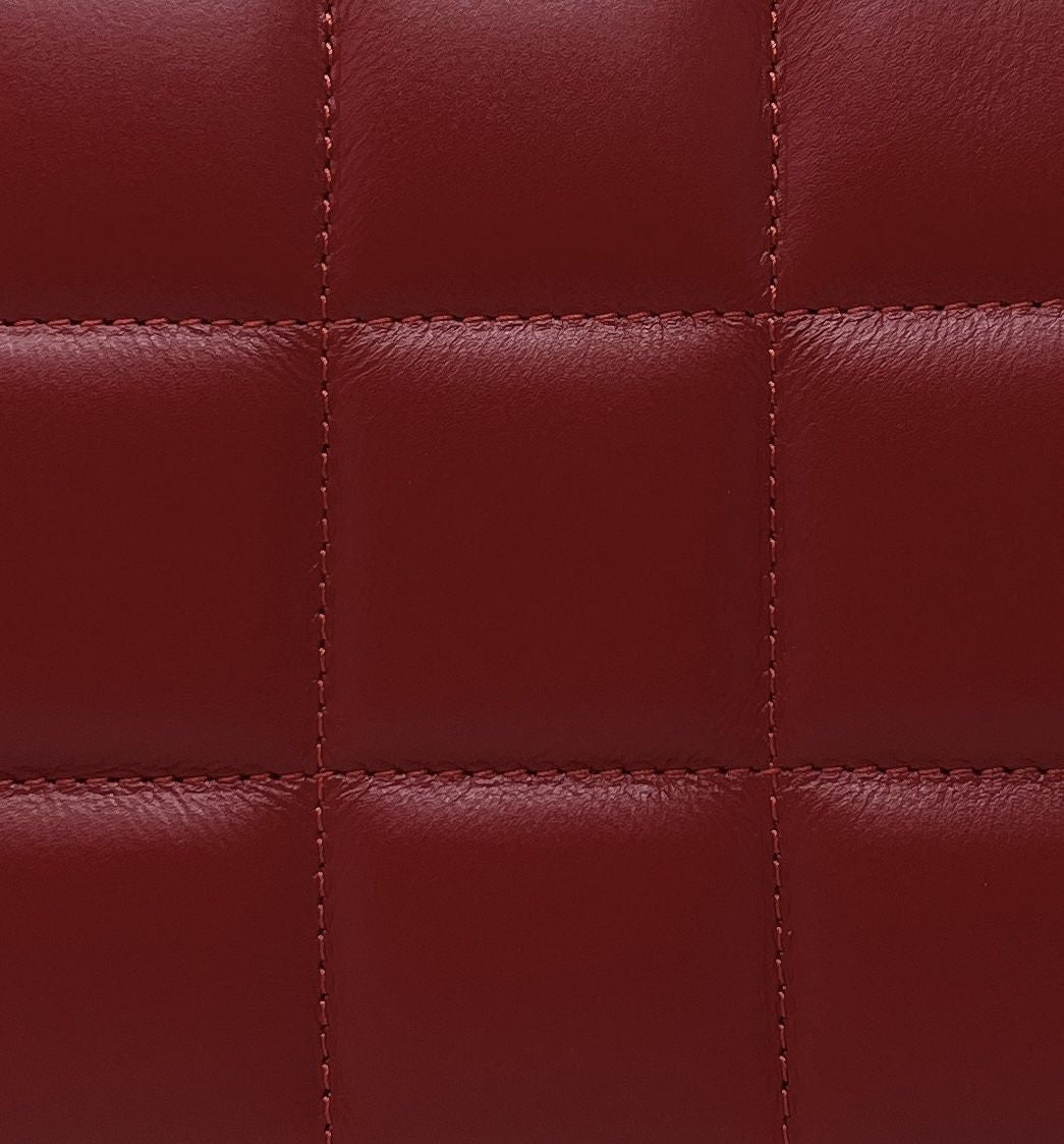 Sac french stick en cuir lisse matelassé TIME SQUARE Rouge cerise