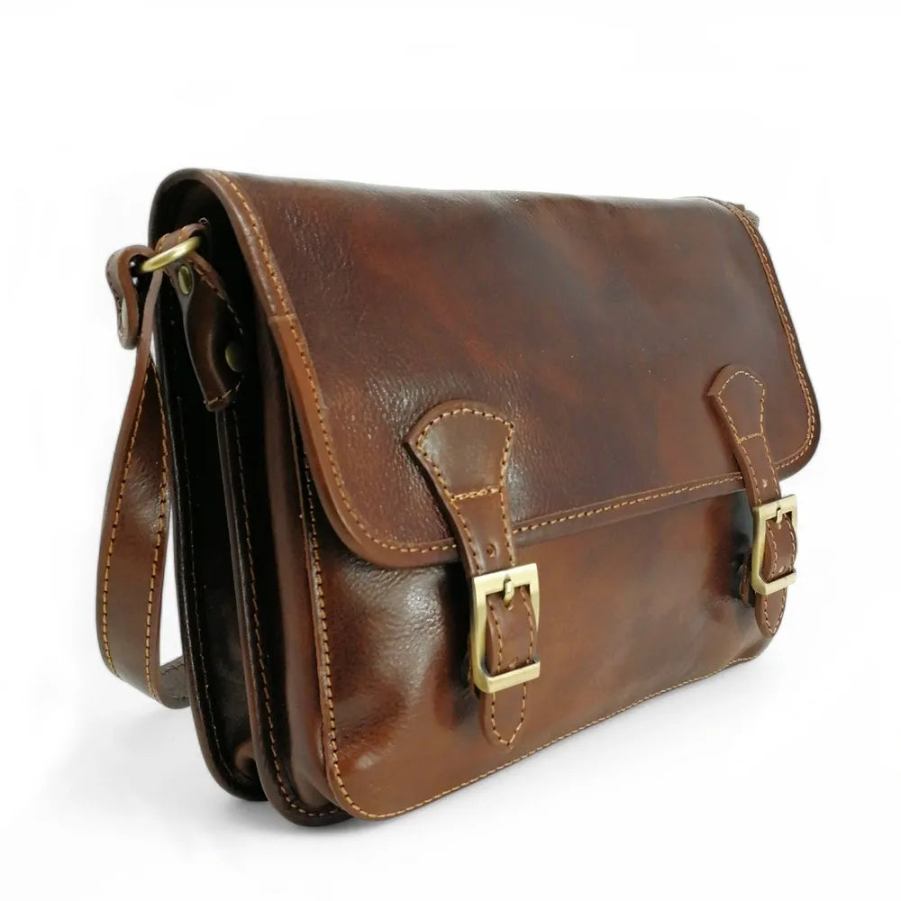 Sac bandoulière en cuir lisse NIAGARA Chocolat