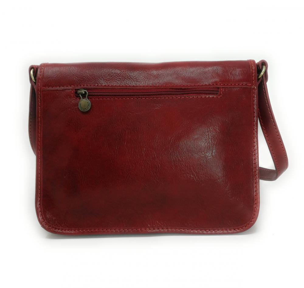 Sac bandoulière en cuir lisse NIAGARA Rouge foncé