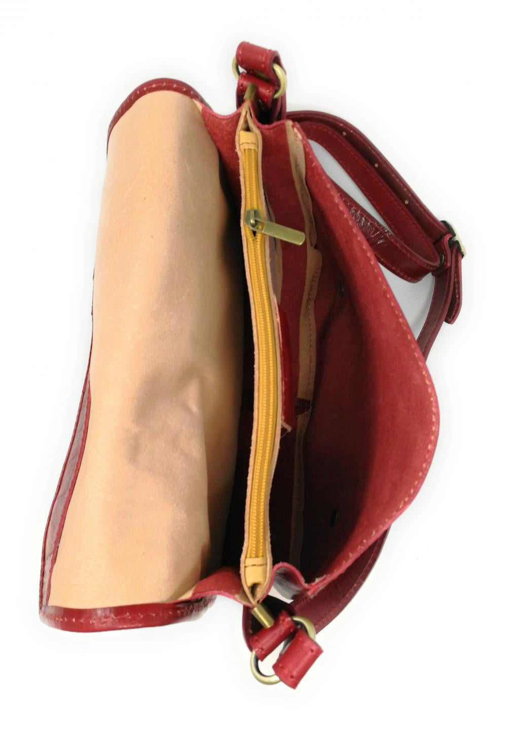 Sac bandoulière en cuir lisse NIAGARA Rouge foncé
