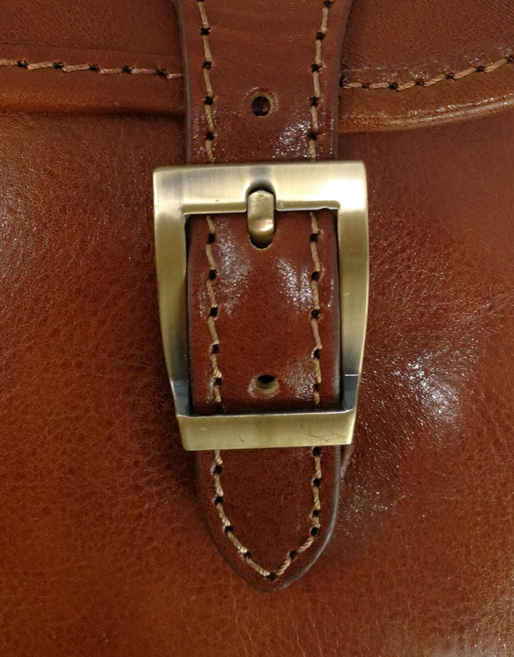 Sac bandoulière en cuir lisse NIAGARA Camel foncé