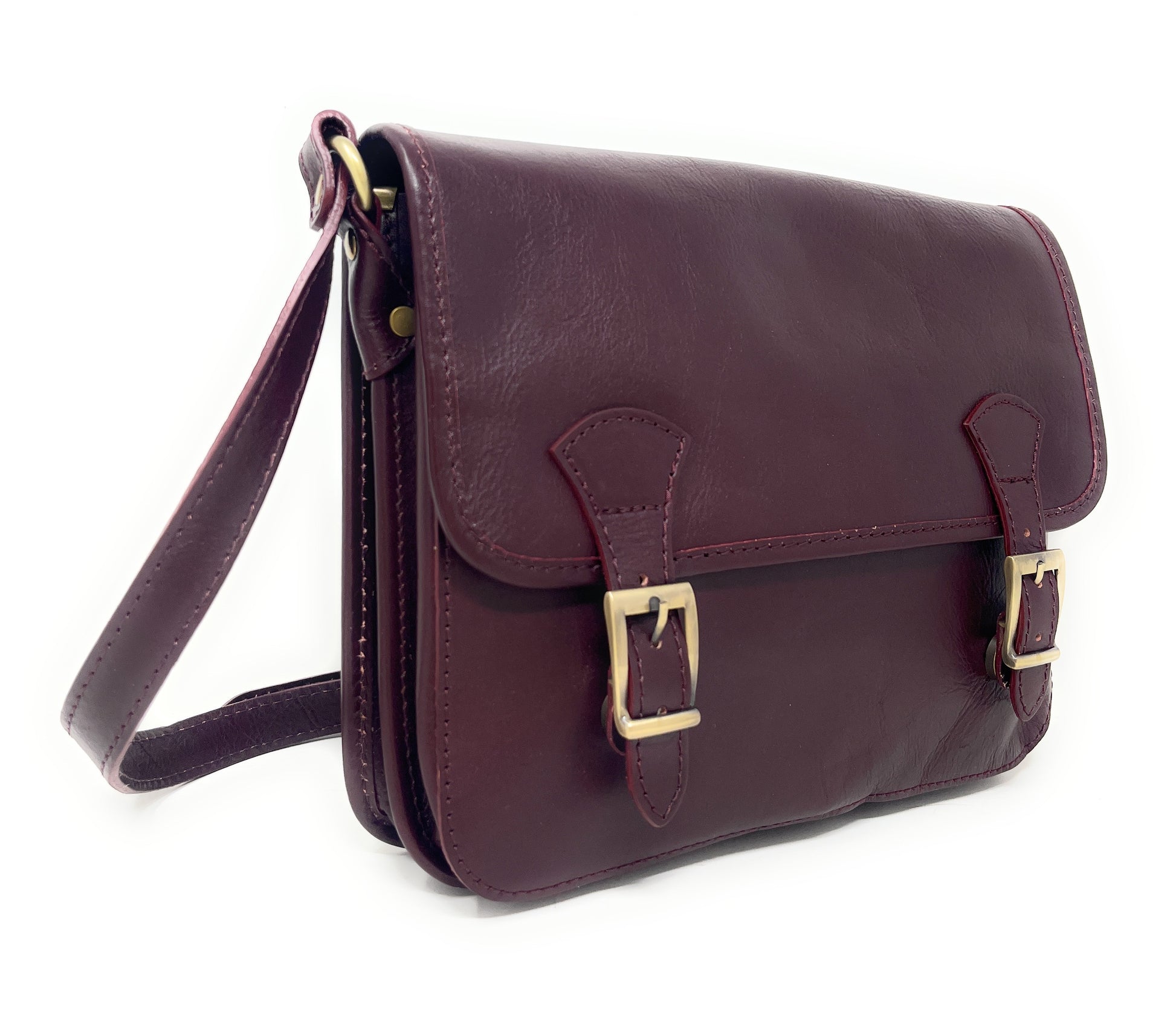 Sac bandoulière en cuir lisse NIAGARA Prune