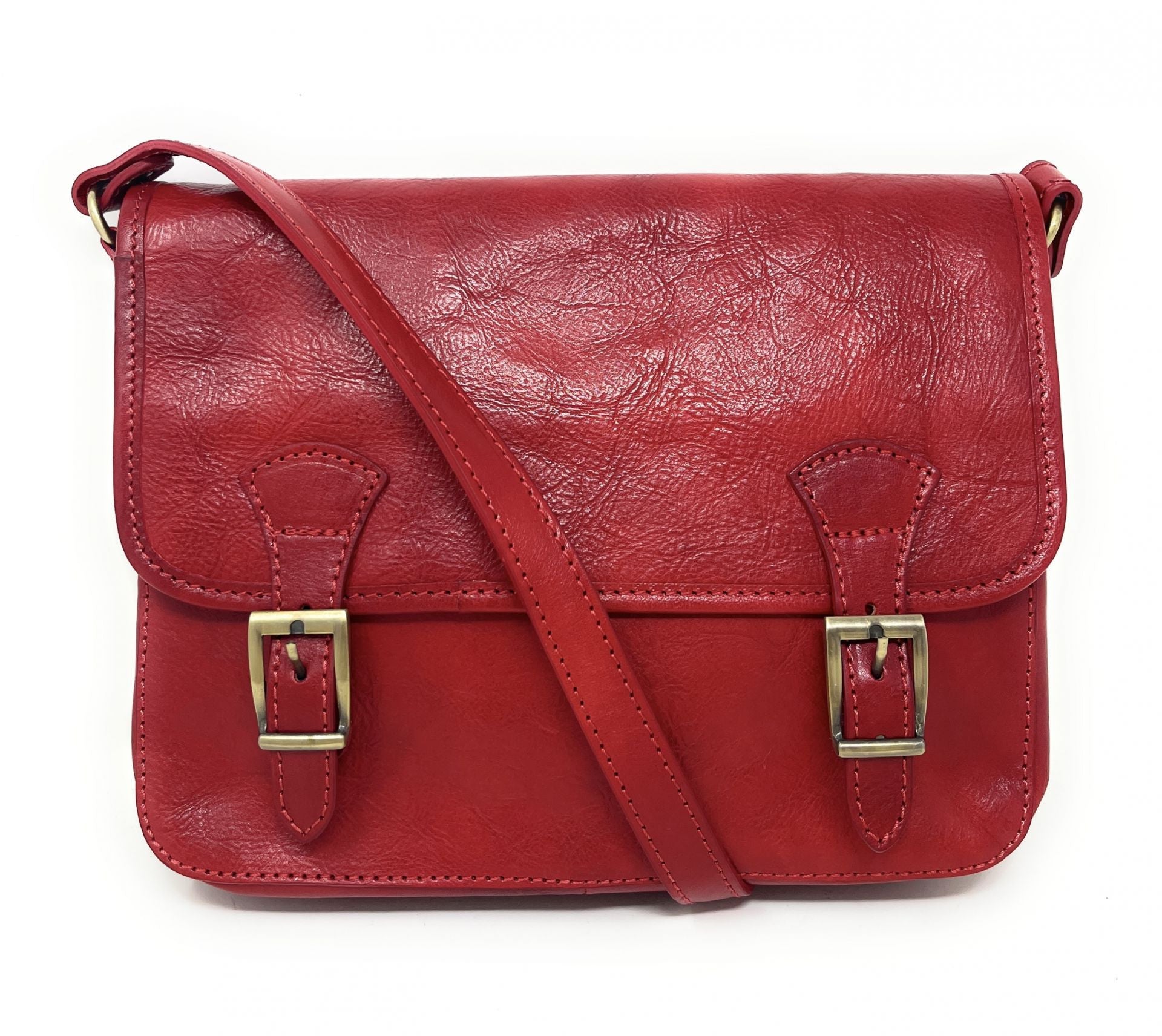 Sac bandoulière en cuir lisse NIAGARA Rouge garance