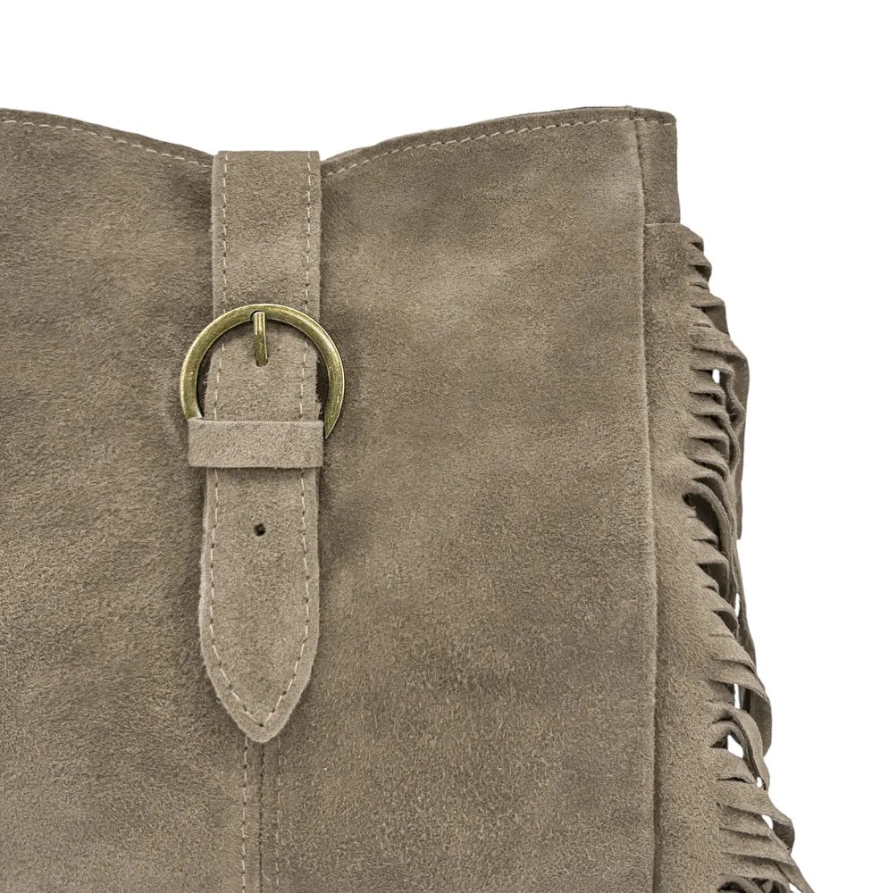 Sac bandoulière en croûte de cuir CHEYENNE Taupe