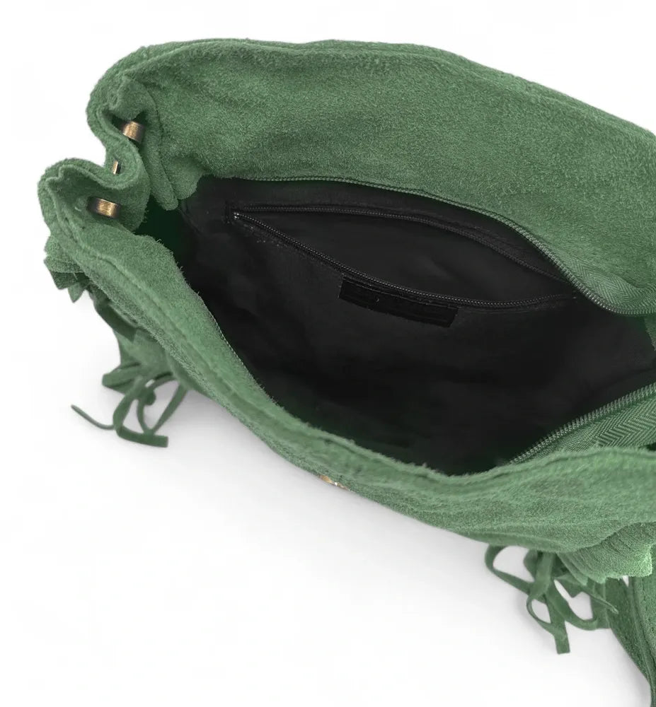 Sac bandoulière en croûte de cuir CHEYENNE Vert anglais