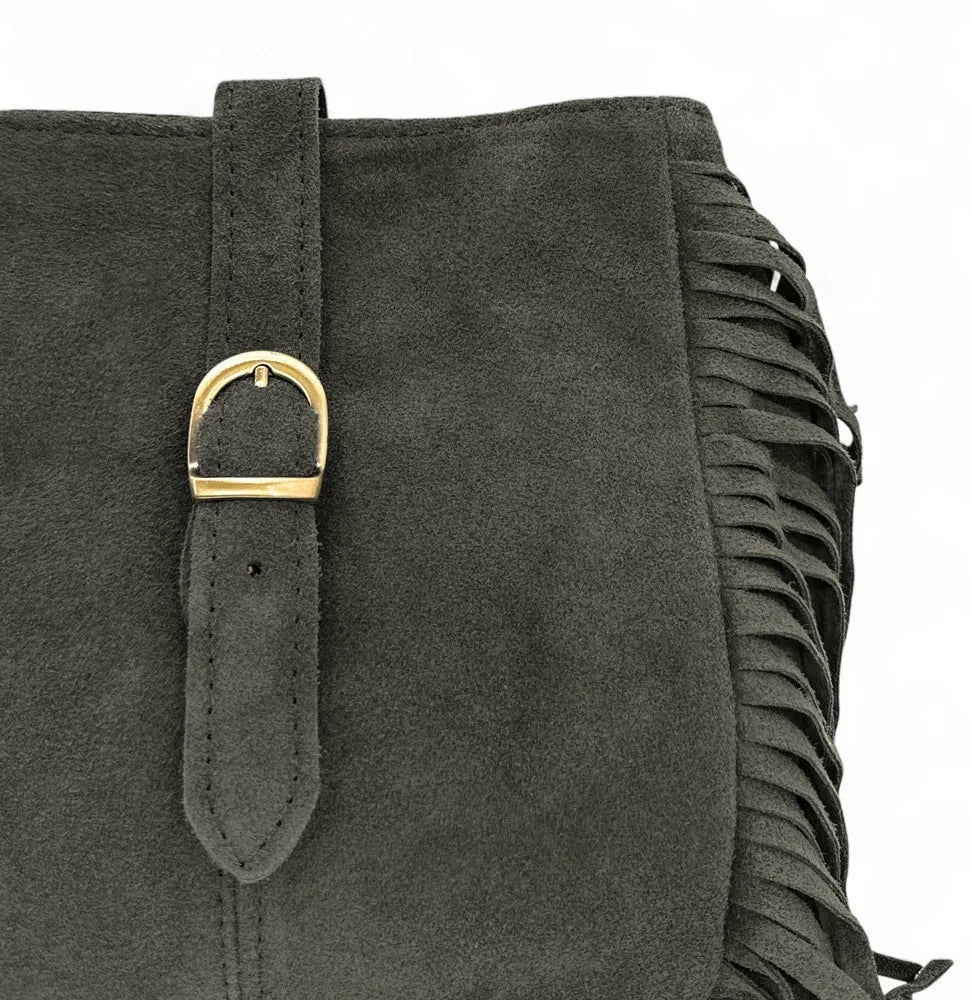Sac bandoulière en croûte de cuir CHEYENNE Kaki