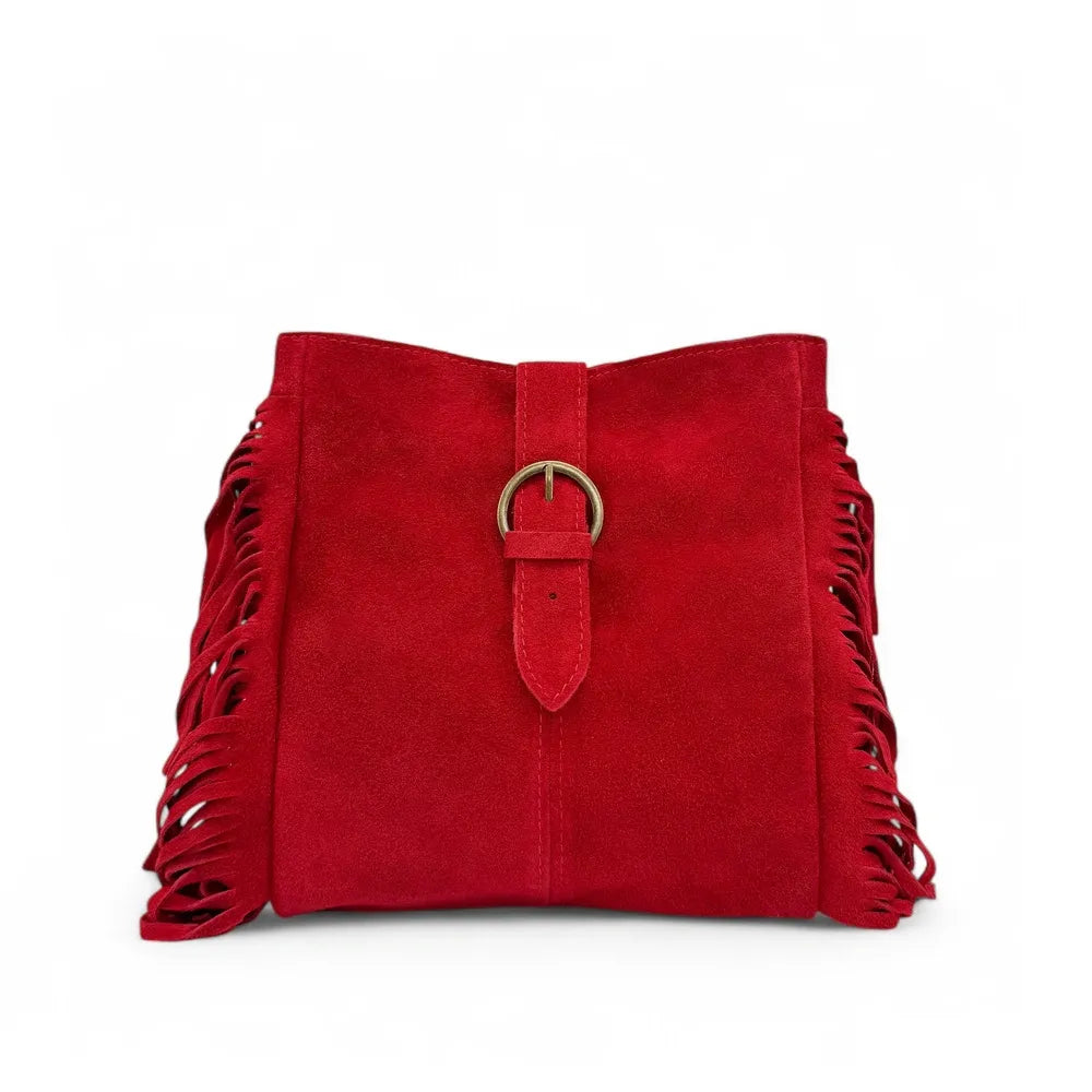 Sac bandoulière en croûte de cuir CHEYENNE Rouge garance