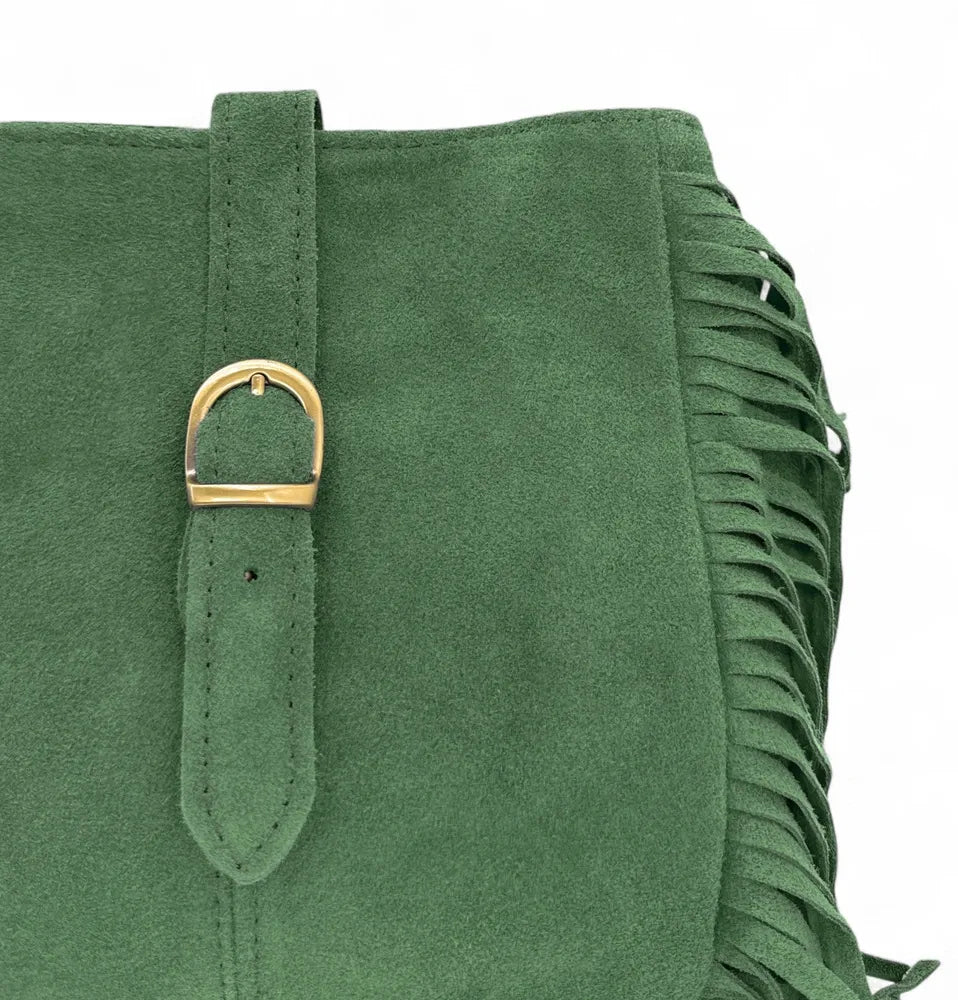 Sac bandoulière en croûte de cuir CHEYENNE Vert anglais