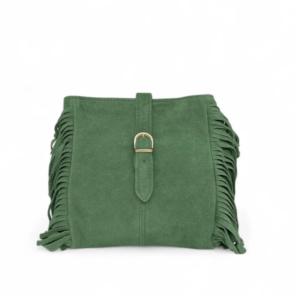 Sac bandoulière en croûte de cuir CHEYENNE Vert anglais